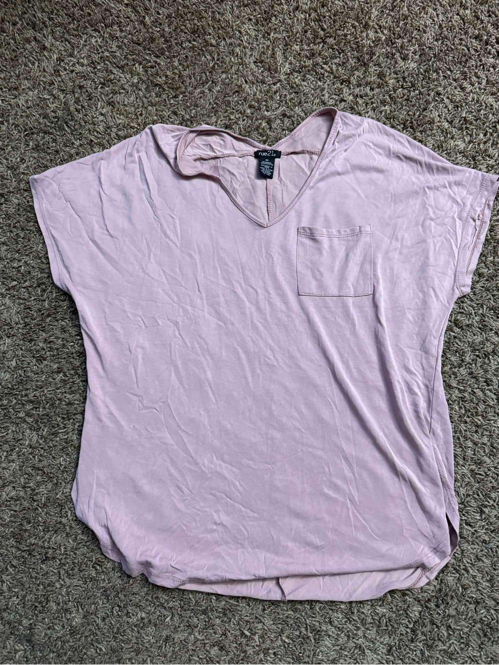 Rue21 Light Pink V-Neck Pocket Tee